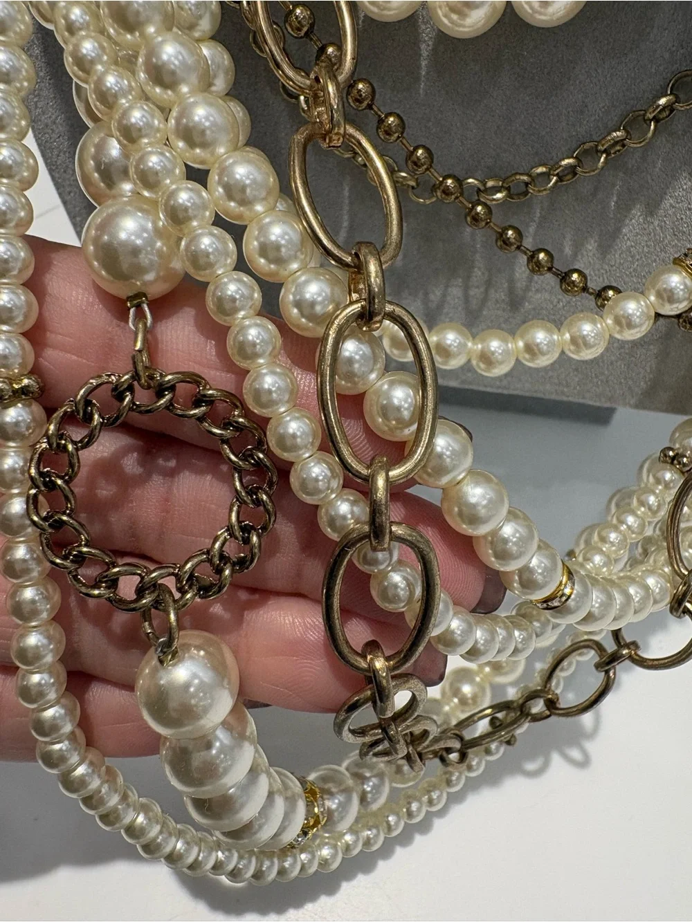 Aldo Multi-Strand Pearl and Gold-Tone Layered Necklace